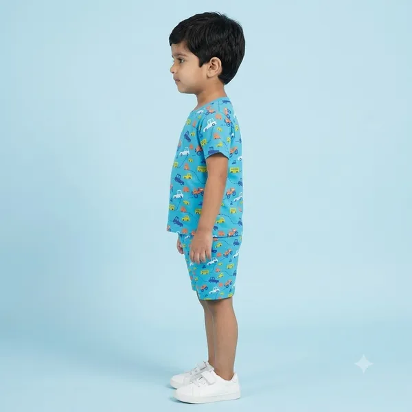 Unisex_Traffic_City_Cotton_T_Shirt_And_Shorts_Co_Ord_Set