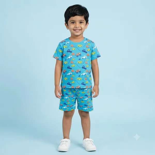 Unisex_Traffic_City_Cotton_T_Shirt_And_Shorts_Co_Ord_Set