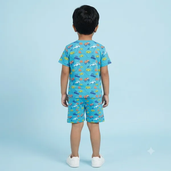 Unisex_Traffic_City_Cotton_T_Shirt_And_Shorts_Co_Ord_Set