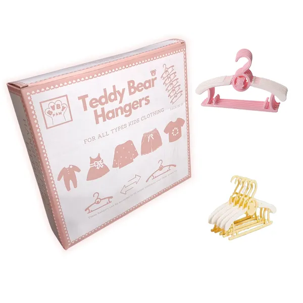 Teddy_Bear_Extendable_Stackable_Anti_Slip_Cute_Clothes_Hangers_For_Kids_{5_Pink_+_5_Yellow_Pack_Of_10}_-_Gift_Box