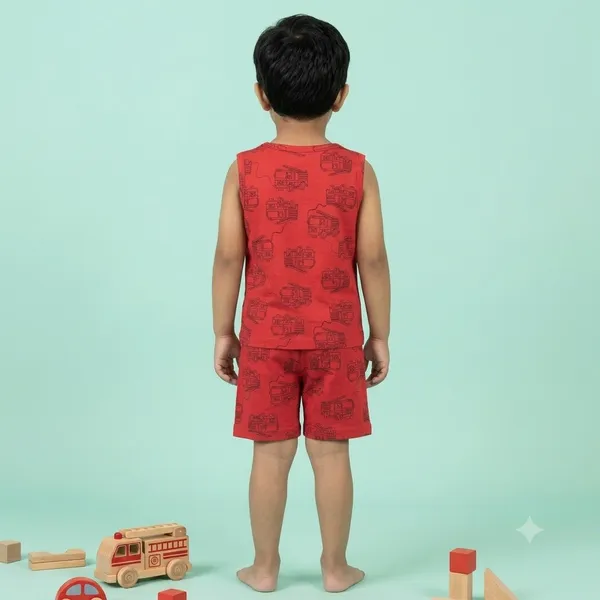 Unisex_Fire_Truck_Printed_Cotton_Co_Ord_Set