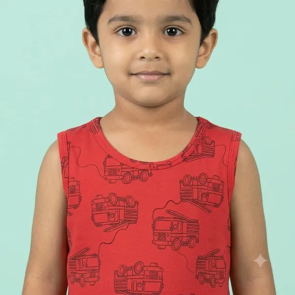 Unisex_Fire_Truck_Printed_Cotton_Co_Ord_Set