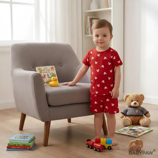 Unisex_Little_Mouse_Cotton_T_Shirt_And_Shorts_Co_Ord_Set