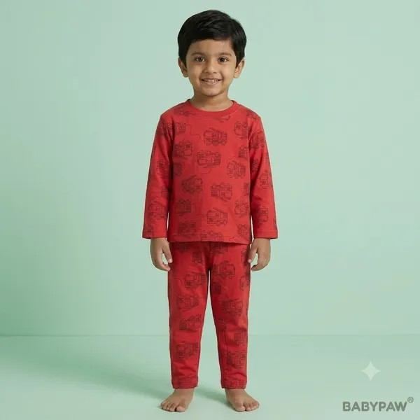 Unisex_Fire_Truck_Cartoon_Cotton_Full_Sleeve_T_Shirt_and_Payjamas_Co_Ord_Set