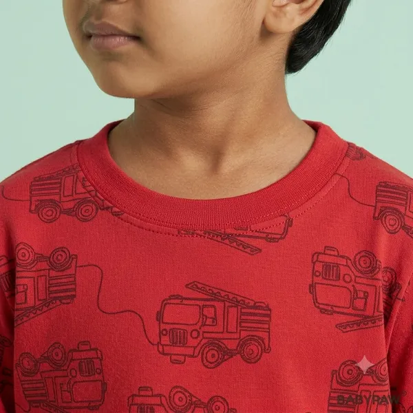 Unisex_Fire_Truck_Cartoon_Cotton_Full_Sleeve_T_Shirt_and_Payjamas_Co_Ord_Set