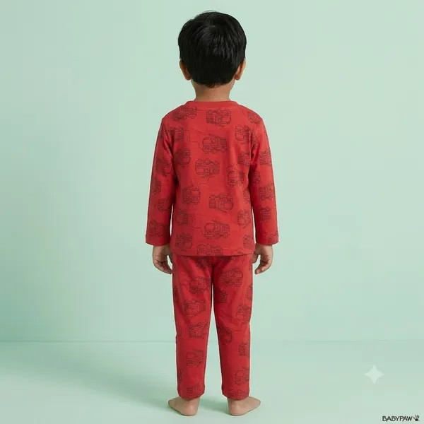 Unisex_Fire_Truck_Cartoon_Cotton_Full_Sleeve_T_Shirt_and_Payjamas_Co_Ord_Set