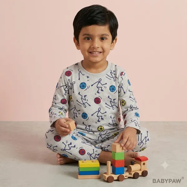 Unisex_Football_Cartoon_Cotton_Full_Sleeve_T_Shirt_and_Payjamas_Co_Ord_Set
