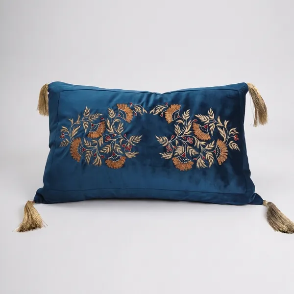 Bahar_Navy_Blue_Cushion_With_Zardozi_On_Feather_Touch_Velvet_Size_24x14