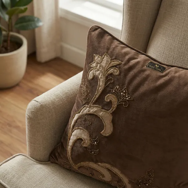 Nishat_Brown_Applique_Cushion_Cover_Size_18x18_Inches