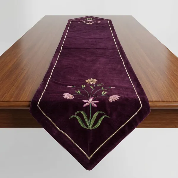 Amer_Purple_Velvet_Embroidered_Table_Runner_Size_92x16Inches