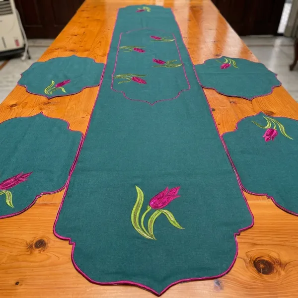 Dar-E-Bahar_Teal_Linen_Embroidered_Table_Runner_Size_92_Inches