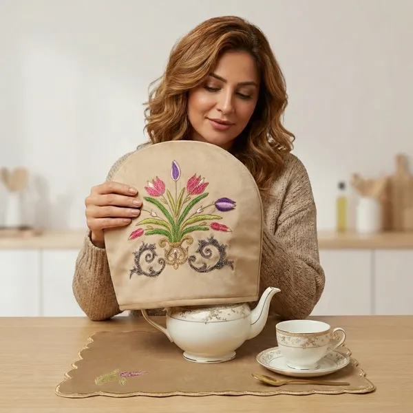 Tulip_Garden_Zardozi_Embroidered_Tea_Cozy_And_Mat_Set
