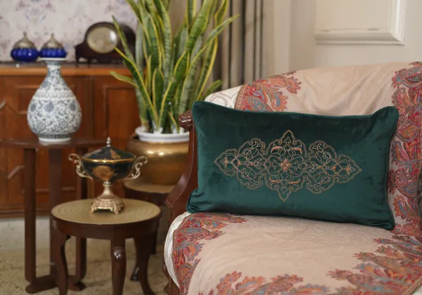 Isfahan_Emarald_Green_Cushion_Cover_With_Hand_Embroidery_Size_24X14_Inches