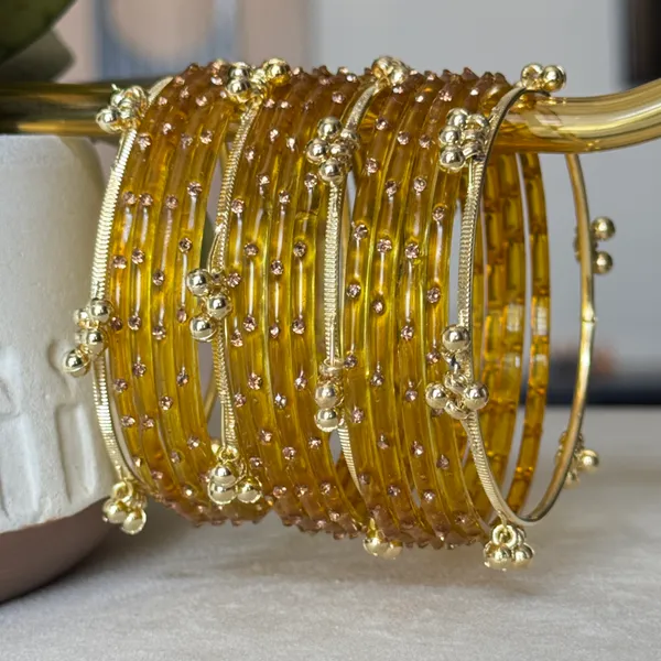 Yellow_Brass_Glass_Kashmiri_Bangle_For_Women