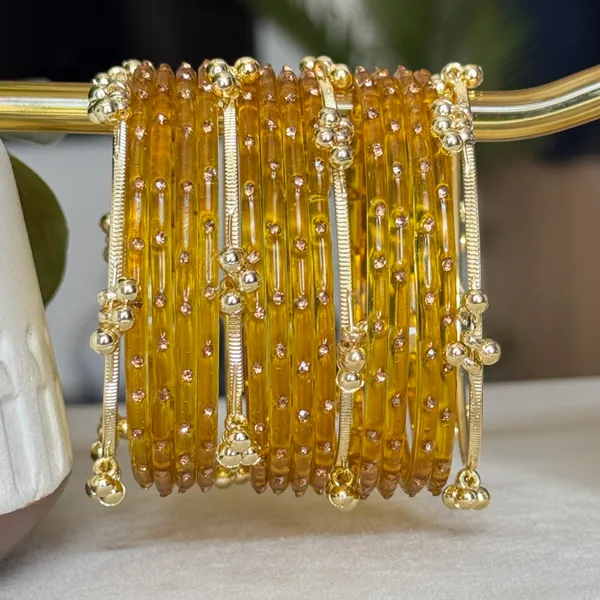 Yellow_Brass_Glass_Kashmiri_Bangle_For_Women