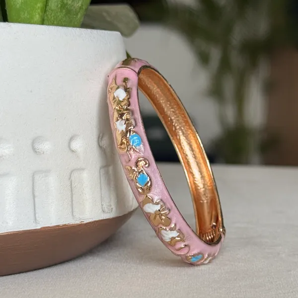 Pink_Brass_Enamel_Openable_Bangle_For_Women