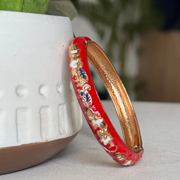 Red_Brass_Openable_Enamel_Bangle_For_Women