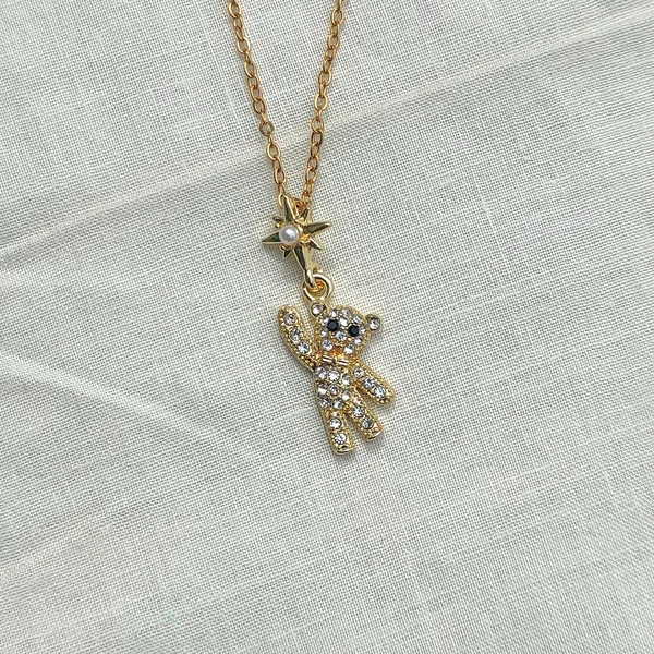 Gold_Brass_Crystal_Teddy_Bear_Pendant_Necklace_For_Women