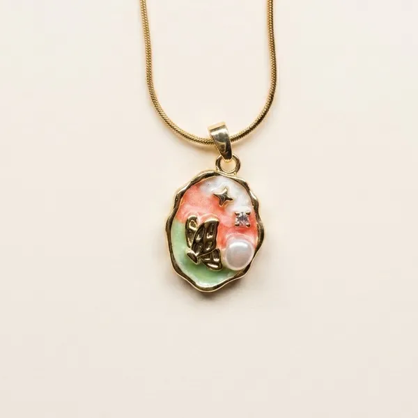 Gold_Brass_Enamel_Deer_Pendant_Necklace_For_Women