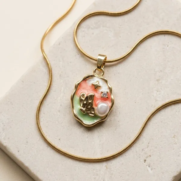 Gold_Brass_Enamel_Deer_Pendant_Necklace_For_Women