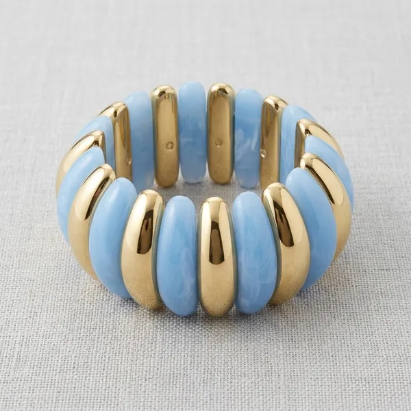Blue_Gold_Resin_Elastic_Bangle_For_Women