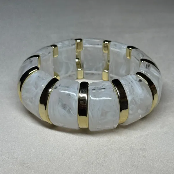 Grey_Gold_Brass_Resin_Elastic_Bangle_For_Women