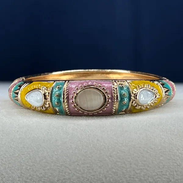 Multicolor_Brass_Openable_Gemstone_Enamel_Bangle_For_Women