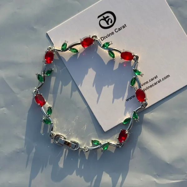 Red_And_Green_Brass_Floral_Motif_Anti-Tarnish_Bracelet_For_Women