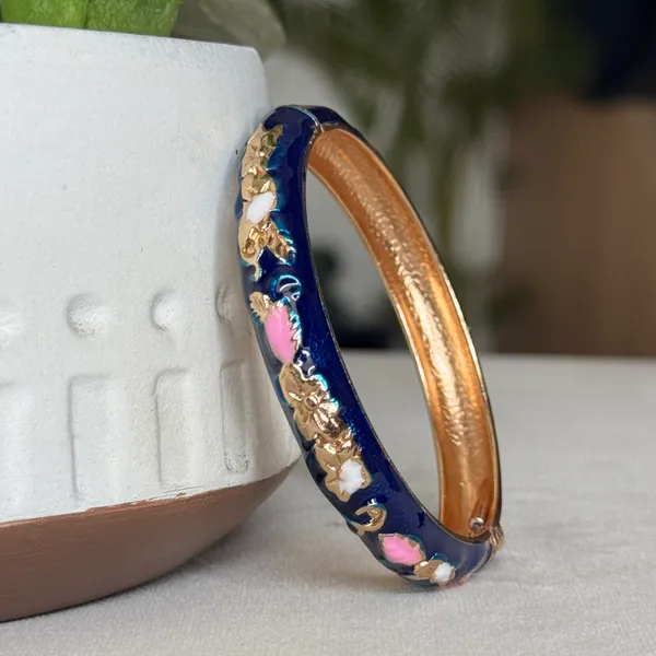 Navy_Blue_Brass_Enamel_Openable_Bangle_For_Women