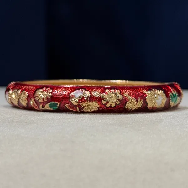 Dark_Red_Brass_Enamel_Openable_Bangle_For_Women
