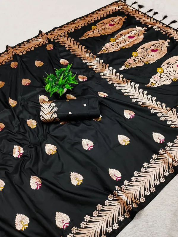 Black_Color_Soft_Banarasi_Silk_Gold_Zari_Meenakari_Weaving_Saree_(Product_Code:-_30018)