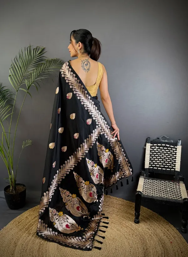 Black_Color_Soft_Banarasi_Silk_Gold_Zari_Meenakari_Weaving_Saree_(Product_Code:-_30018)