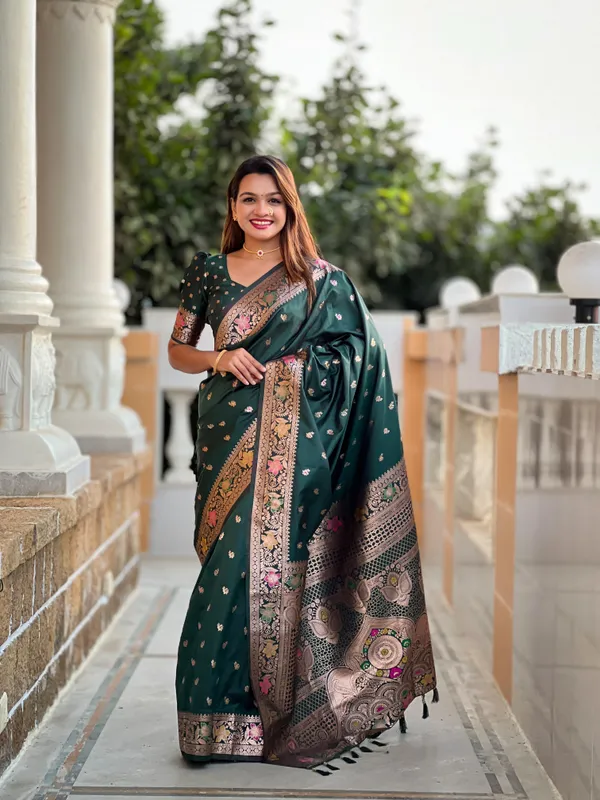 Bottle_Green_Color_Premium_Original_Silk_Banarasi_Meenakari_Saree_(Product_Code:-_30008)