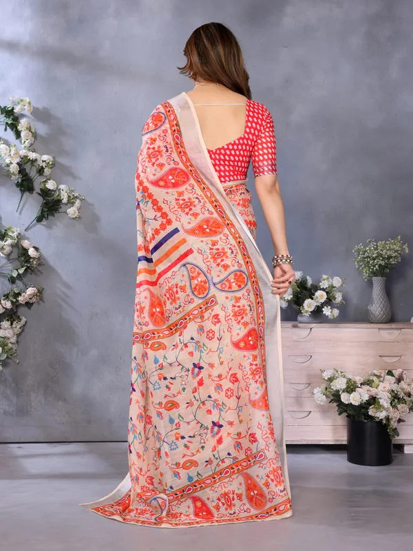 Cream_Color_Handloom_Linen_Cotton_Digital_Print_Zari_Border_Saree_(Product_Code:-80028)