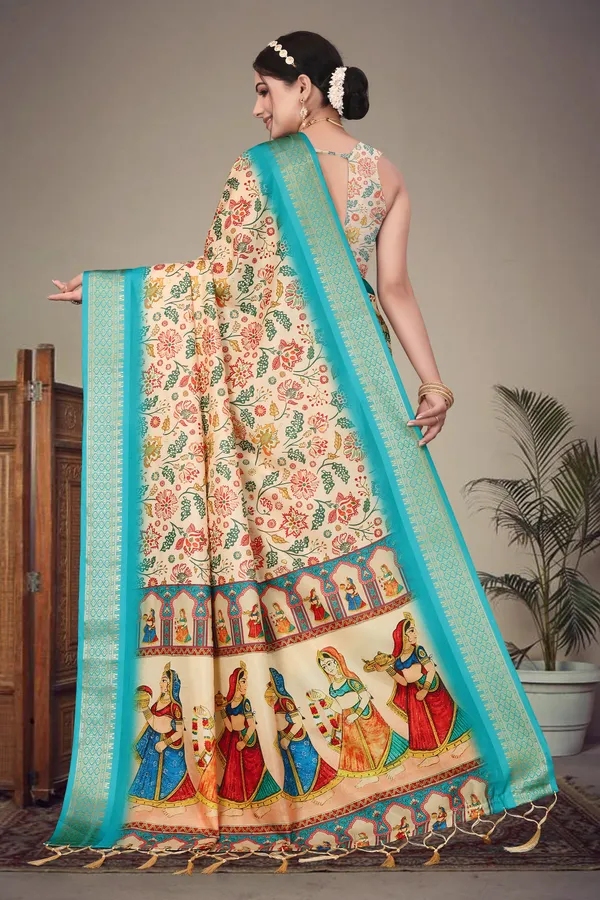 Cream_Color_Heavy_Rich_Cotton_Silk_Digital_Print_Jacquard_Border_Saree_(Product_Code:-80013)