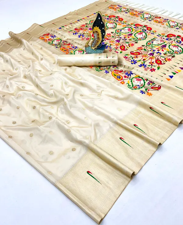 Cream_Color_Soft_Paithani_Silk_Meenakari_Peacock_Weaving_Saree_(Product_Code:-10042)