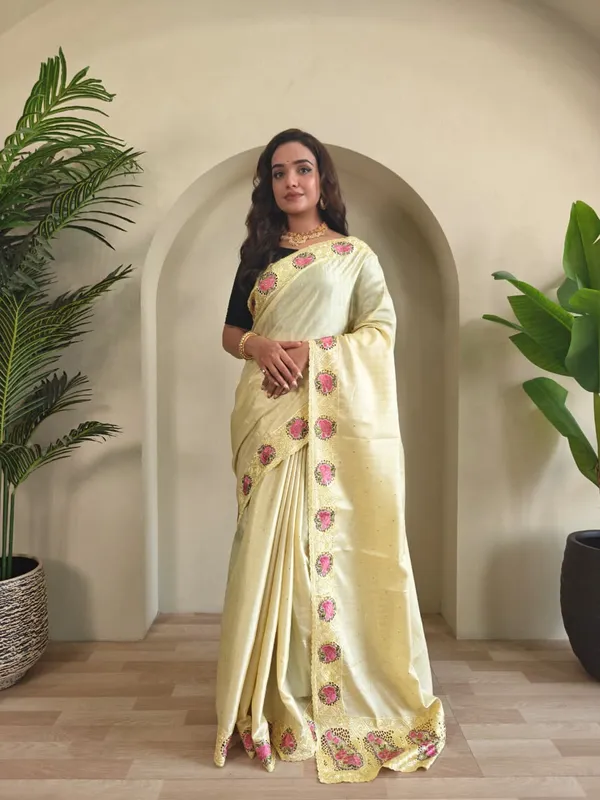 Cream_Color_Soft_Tussar_Silk_Embroidered_Cutwork_Designer_Saree_(Product_Code_:-_110017_)
