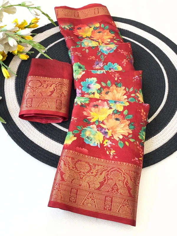 Crimson_red_Color_Premium_Dola_Floral_Print_Designer_Saree_(Product_Colod_:-_90024)