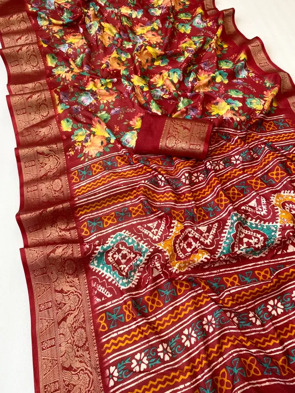 Crimson_red_Color_Premium_Dola_Floral_Print_Designer_Saree_(Product_Colod_:-_90024)