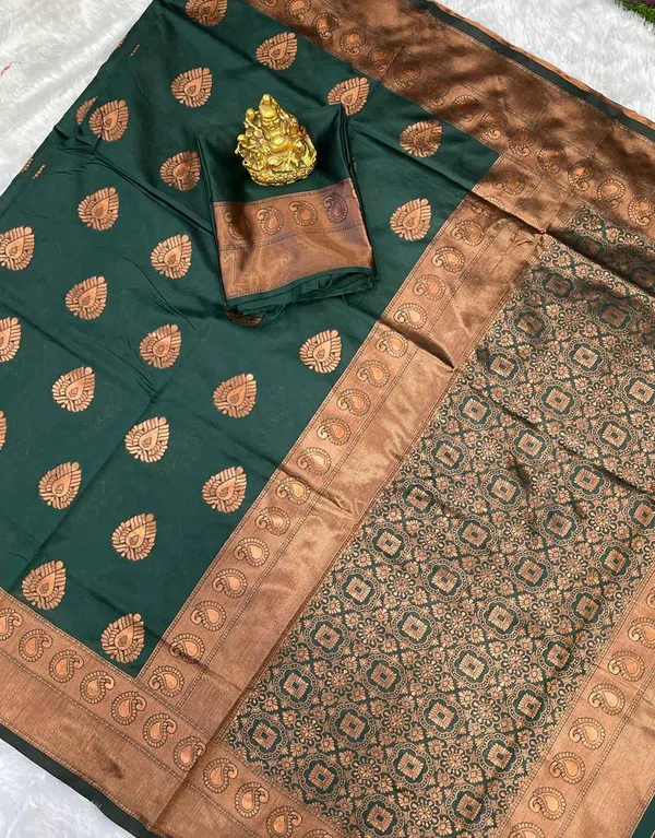 Dark_Green_Color_Soft_Lichi_Silk_Jacquard_Designer_Saree_(Product_Code:-120015)