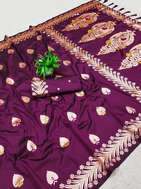 Deep_Wine_Color_Soft_Banarasi_Silk_Gold_Zari_Meenakari_Weaving_Saree_(Product_Code:-_30017)