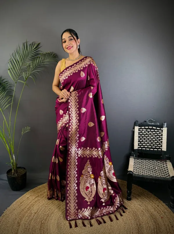 Deep_Wine_Color_Soft_Banarasi_Silk_Gold_Zari_Meenakari_Weaving_Saree_(Product_Code:-_30017)