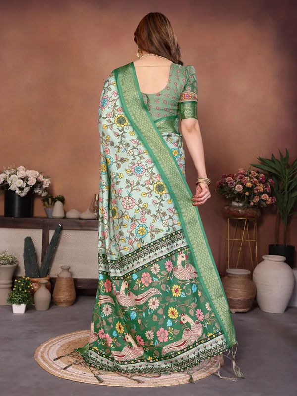 Green_Color_Heavy_Rich_Cotton_Silk_Digital_Print_Designer_Saree_(Product_Code:-80003)