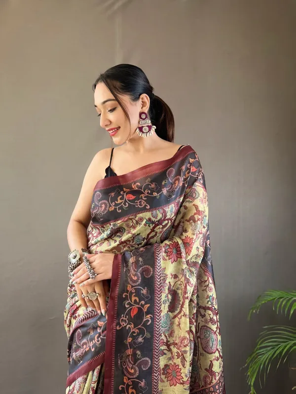 Hand_Picked_Kalamkari_Print_Cotton_Saree_(Product_Code:-70003)