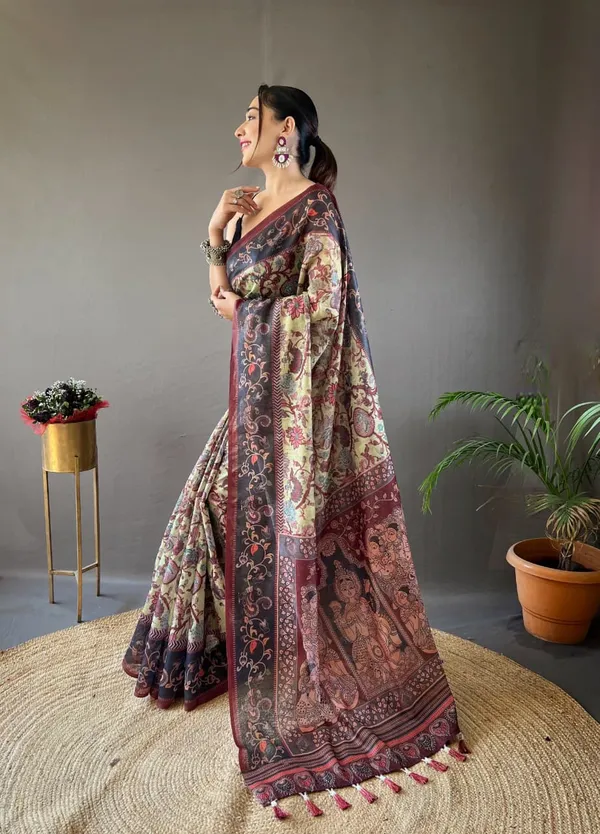 Hand_Picked_Kalamkari_Print_Cotton_Saree_(Product_Code:-70003)