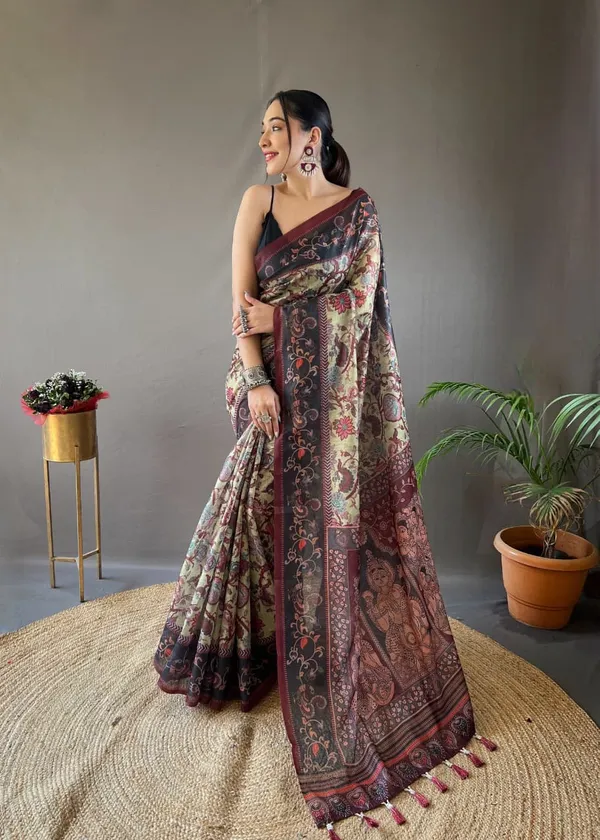 Hand_Picked_Kalamkari_Print_Cotton_Saree_(Product_Code:-70003)