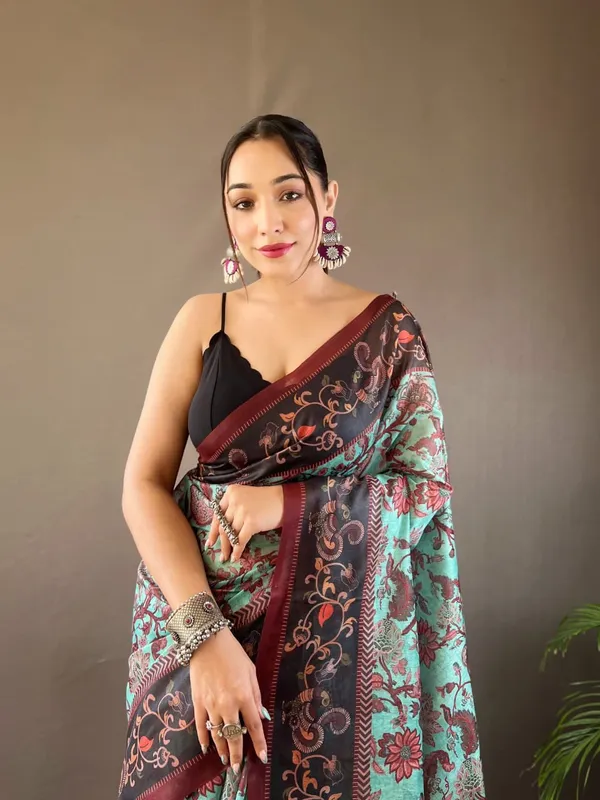 Hand_Picked_Kalamkari_Print_Cotton_Saree_(Product_Code:-70004)