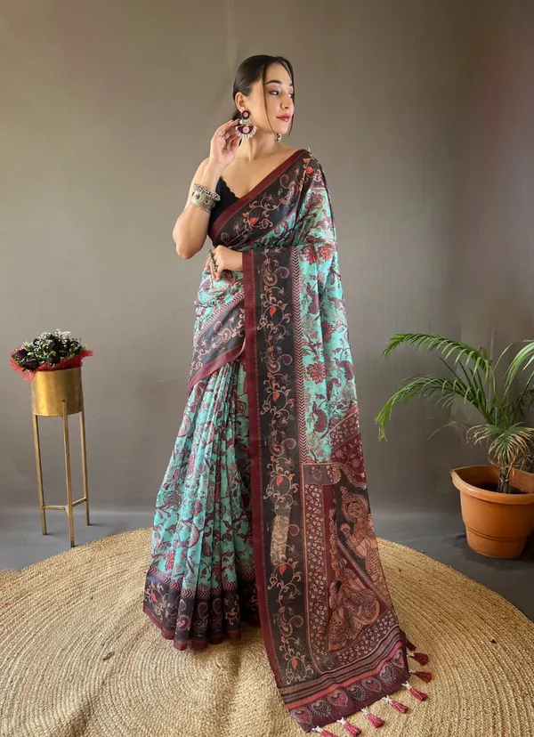 Hand_Picked_Kalamkari_Print_Cotton_Saree_(Product_Code:-70004)