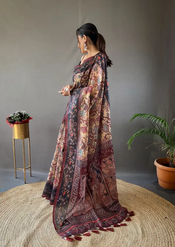 Hand_Picked_Kalamkari_Print_Cotton_Saree_(Product_Code:-70005)