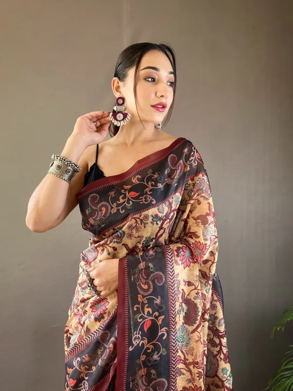 Hand_Picked_Kalamkari_Print_Cotton_Saree_(Product_Code:-70005)